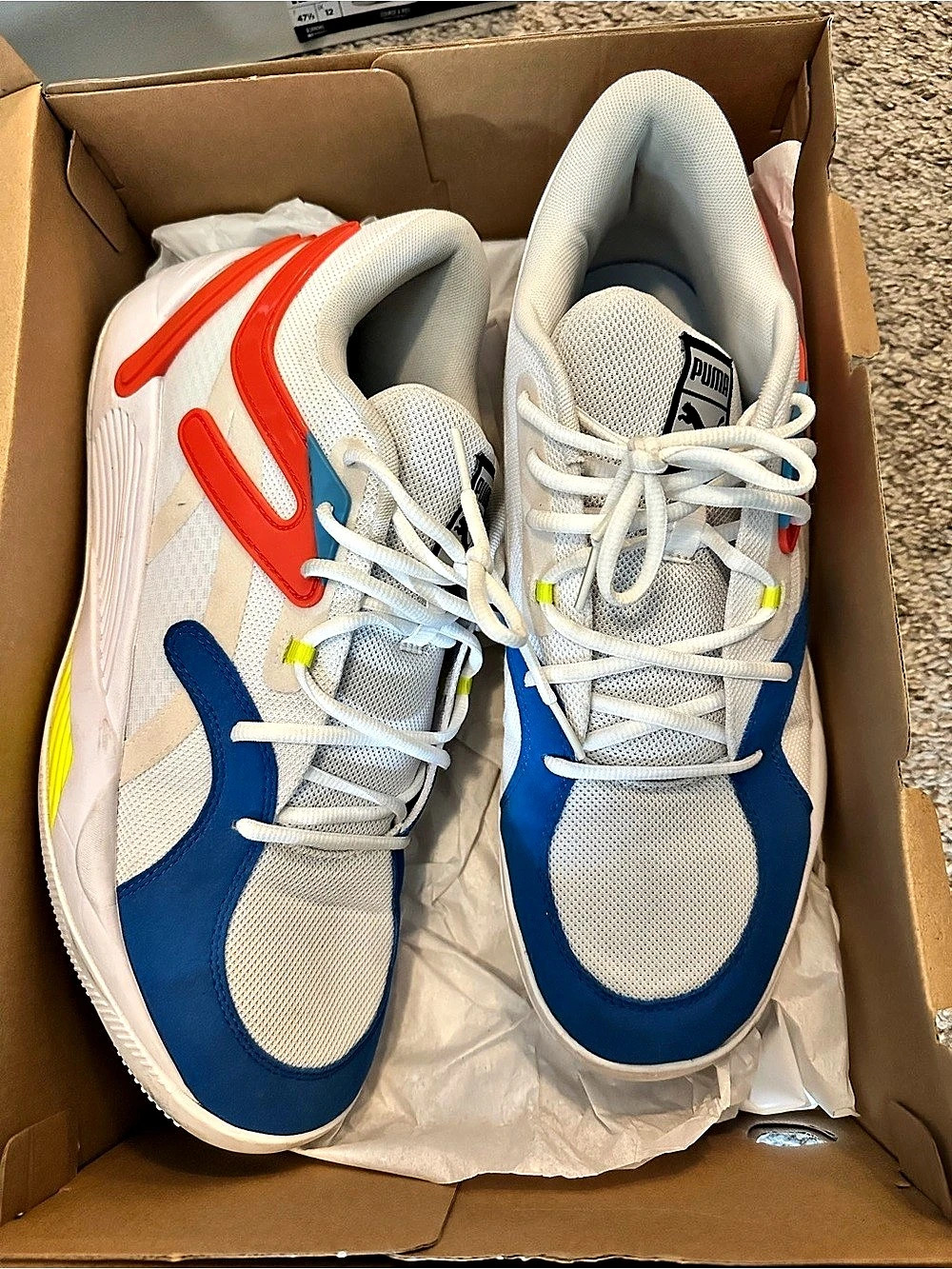 Puma TRINOMIC Athletic Shoes White & Blue US 13